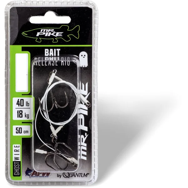 #2 Quantum Mr. Pike Ghost Traces Bait-Release-Rig white 50cm 1pcs