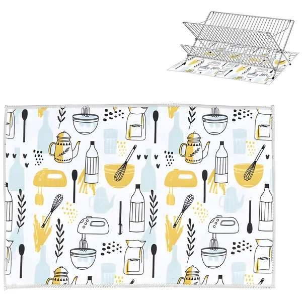 Alfombrilla escurreplatos de 45 x 30 cm estampado utensilios