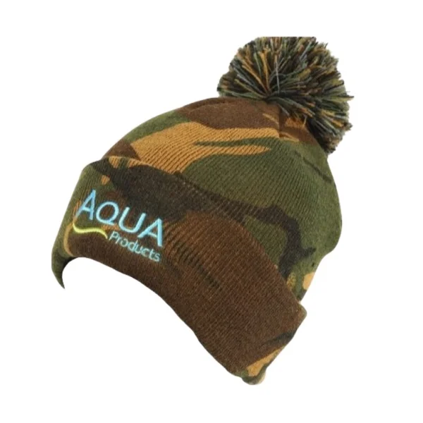 Aqua Camo Gorro Bobble