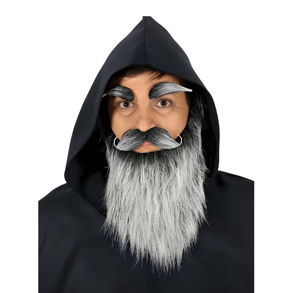 Barba gris con bigote y cejas