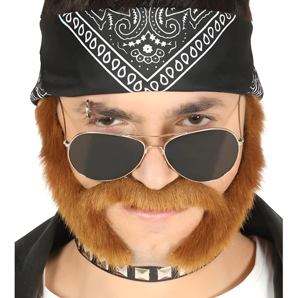 Bigote castaño con patillas