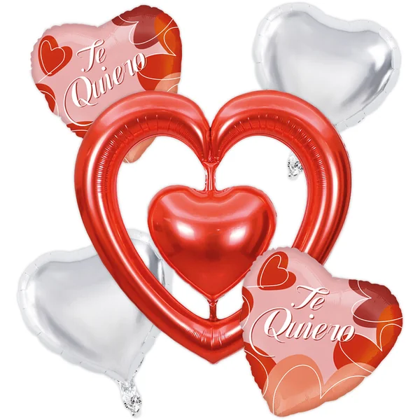 Bouquet de globos de San Valentín corazones - 5 unidades