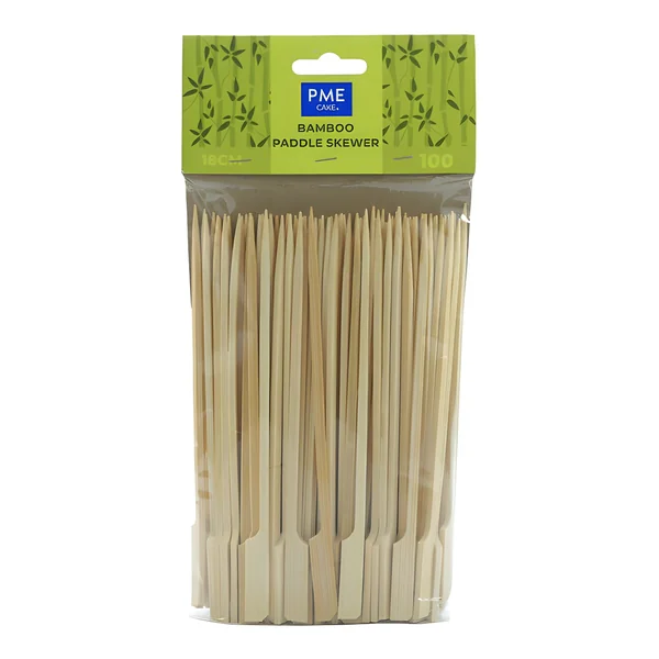 Brochetas de 18 cm de Bambú asa plana - 100 unidades