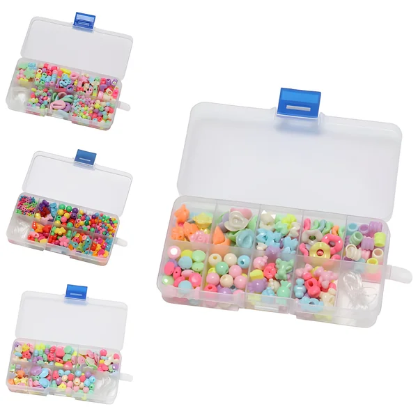 Caja de cuentas para pulseras con abalorios surtidos rectangular