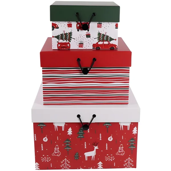 Caja de diseño navideño altas - 3 unidades