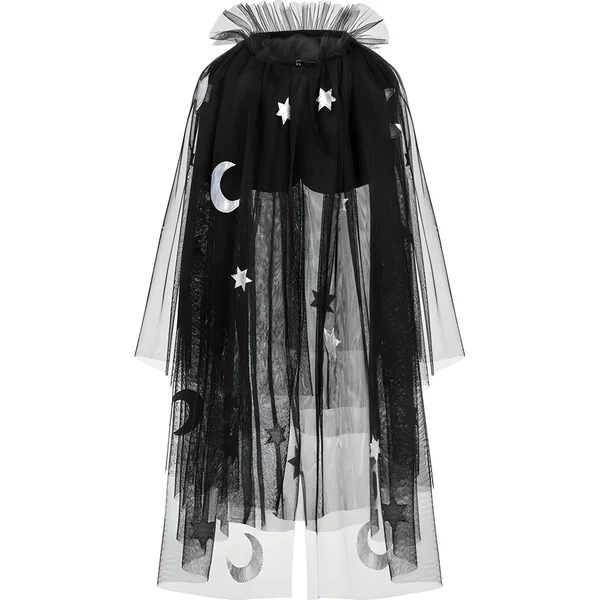 Capa negra de bruja con estrellas infantil