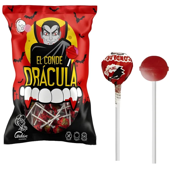 Chupa chup mini con chicle de drácula - 200 unidades