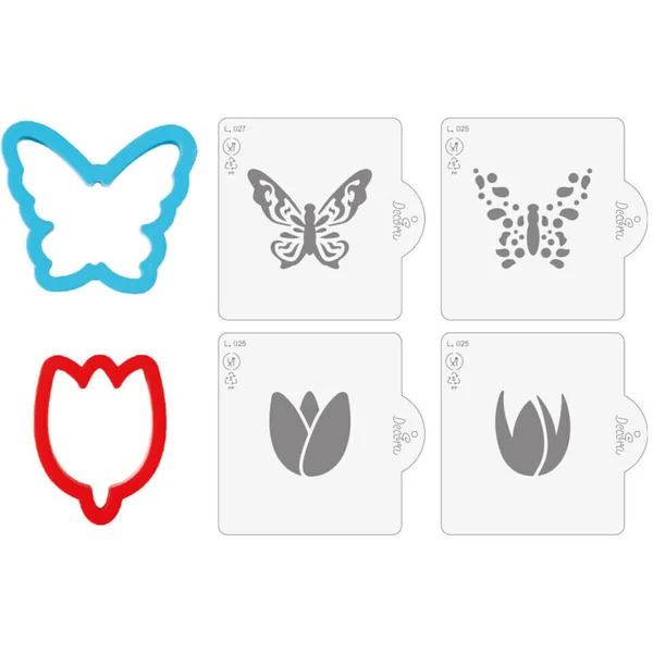 Cortadores de mariposa y tulipán con plantillas