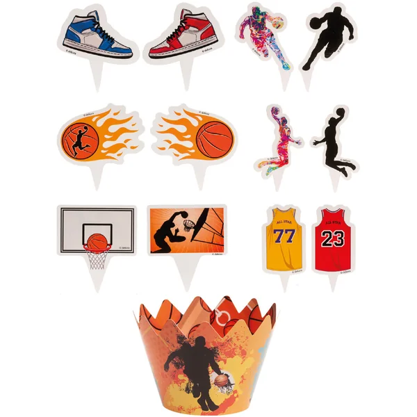Cápsulas para cupcakes de baloncesto con picks