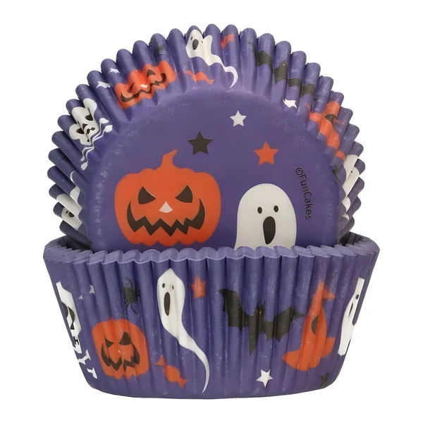 Cápsulas para cupcakes de Halloween lilas - Funcakes - 48 unidades