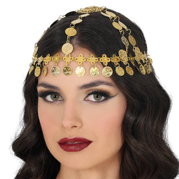 Diadema de monedas doradas