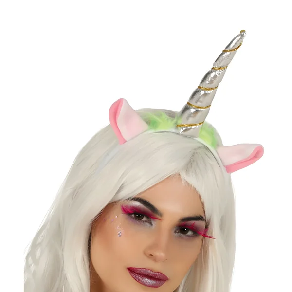 Diadema de unicornio plateada