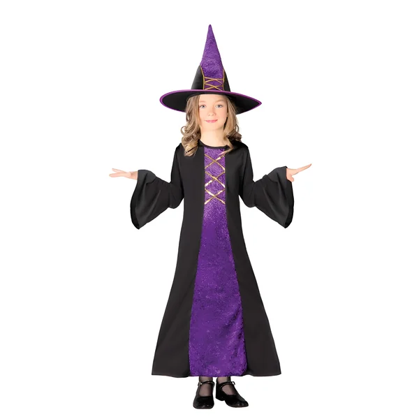 Disfraz de bruja morado para niña