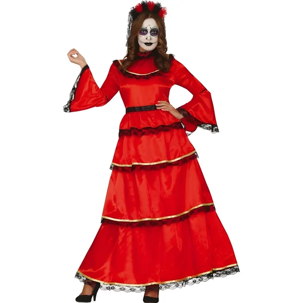 Disfraz de Catrina roja para mujer