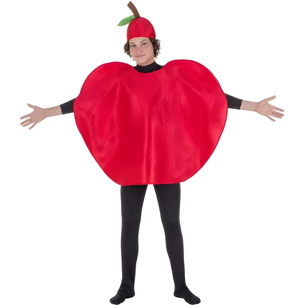 Disfraz de manzana roja con gorro para adulto