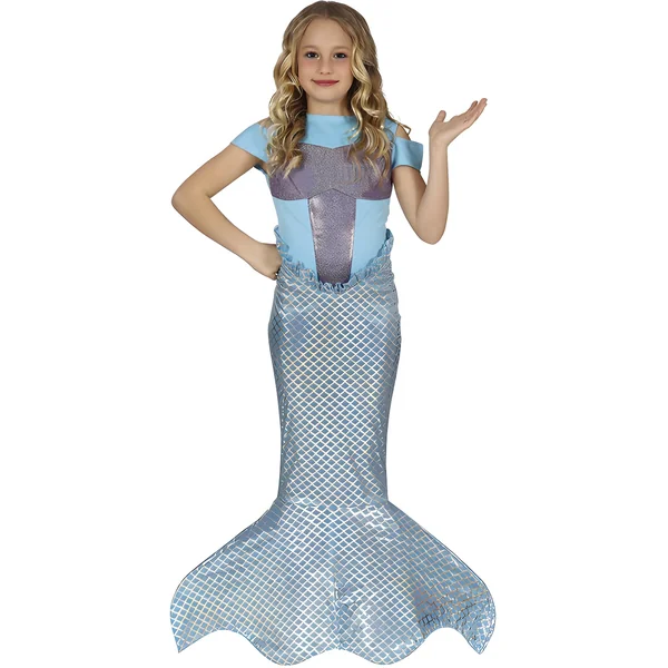 Disfraz de sirena con cola azul para niña