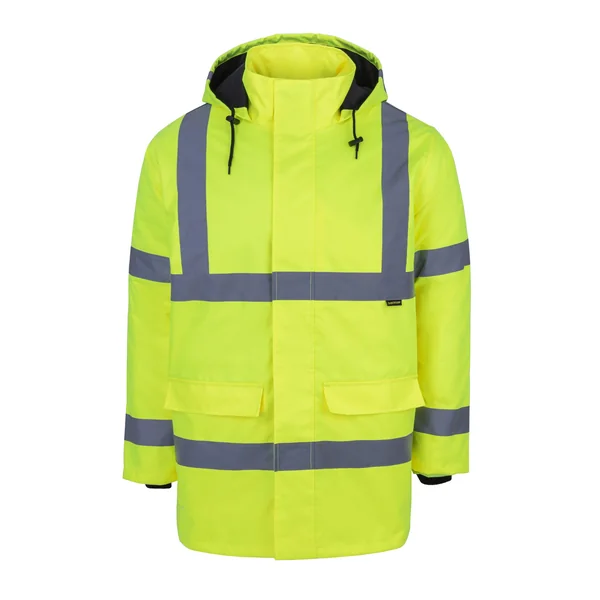 Dunlop Men's Waterproof Wind Resistant Reflective Long Sleeve Hi-Vis Jacket