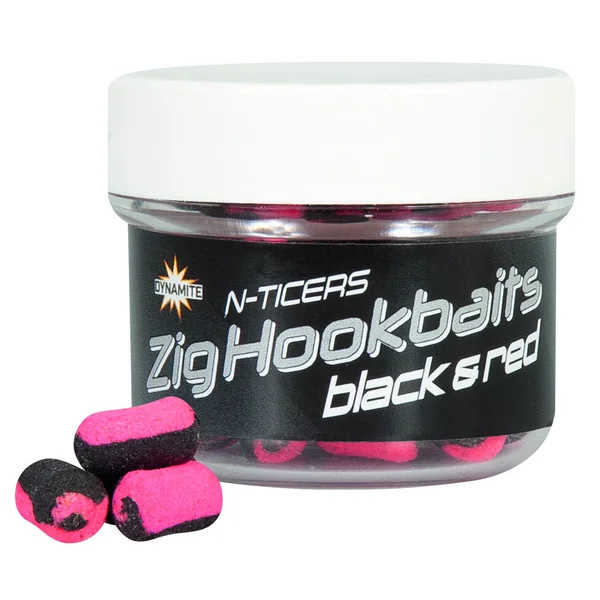 Dynamite Baits N-Ticers Zig Hookbaits Black & Red 6mm (12 pzas.)