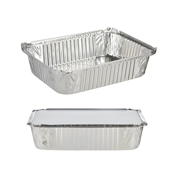 Envase de 2 L desechable rectangular con tapa - 3 unidades