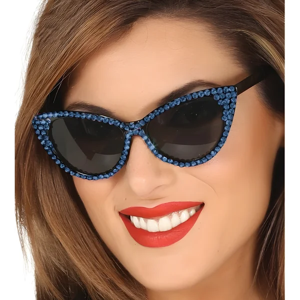 Gafas con brillantes azules