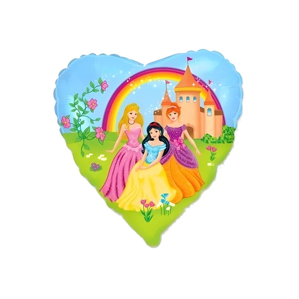 Globo de castillo con princesas de corazón de 45 cm - Conver Party