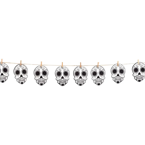 Guirnalda de calaveras Catrinas blanco y negro