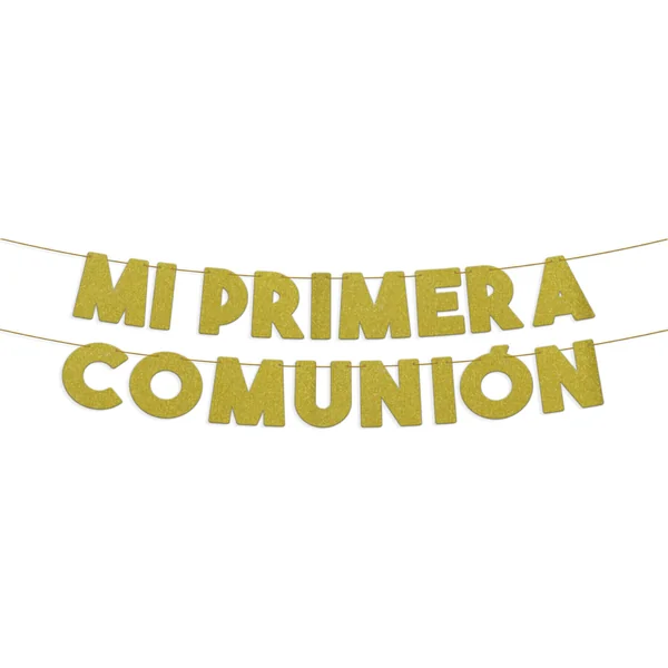 Guirnalda Mi Primer Comunión plateada con purpurina de 3 m