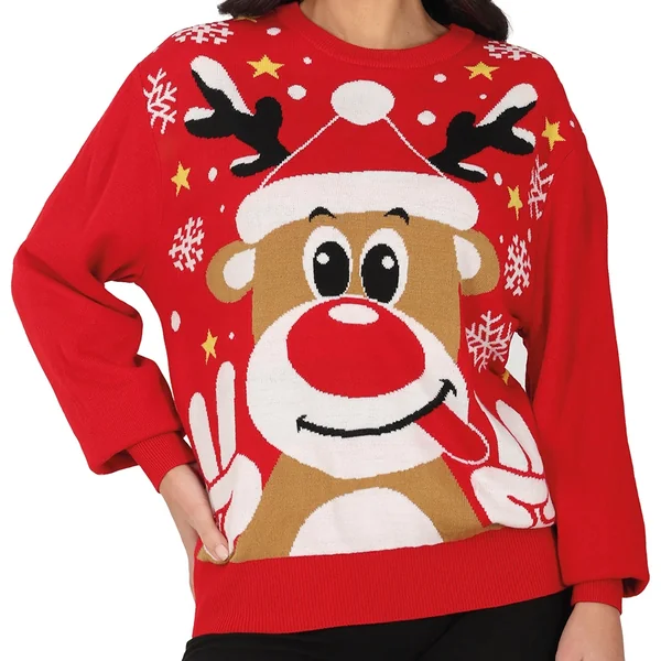 Jersey de Navidad de reno para mujer