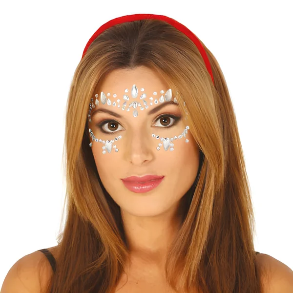 Joyas adhesivas faciales plateadas