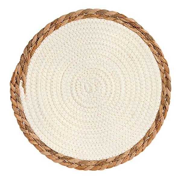 Mantel individual de 30 cm blanco con borde natural