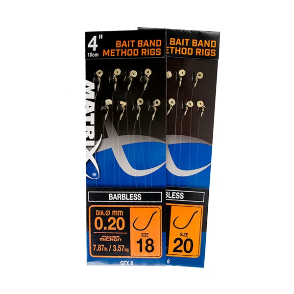Matrix 4” Bait Band Method Rigs Sin Púa X8 Tamaño 20