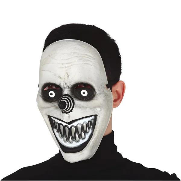 Máscara de payaso sonriente gris