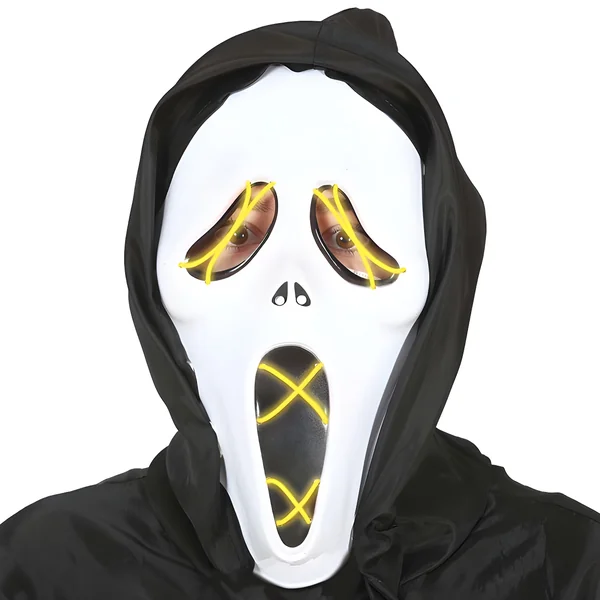 Máscara Scream con capucha y luces