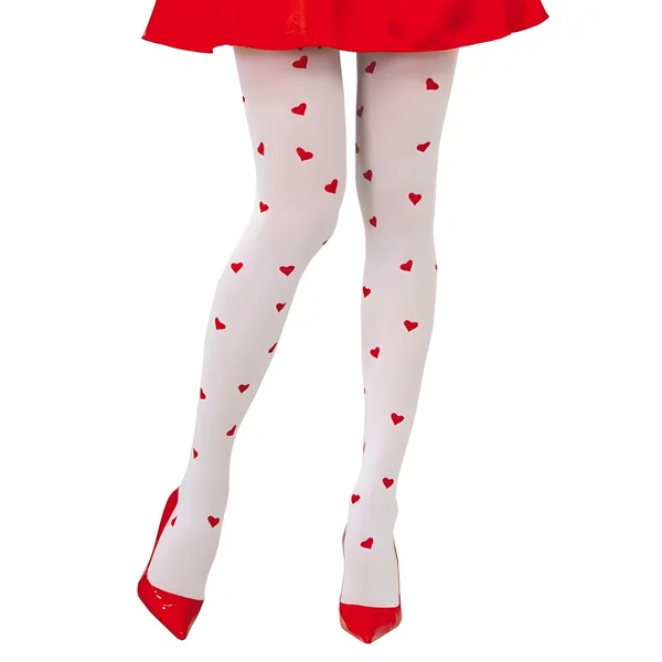 Pantys blancas con corazones rojos