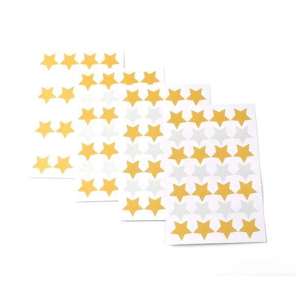 Pegatinas de formas de estrellas oro y plata - 4 hojas