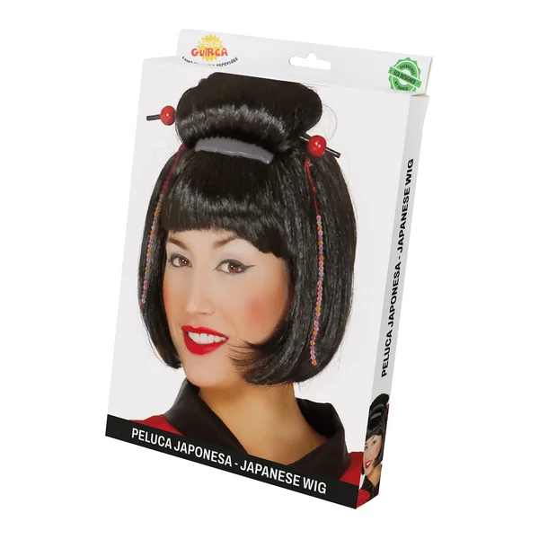 Peluca oriental con palillos - Imagen 3