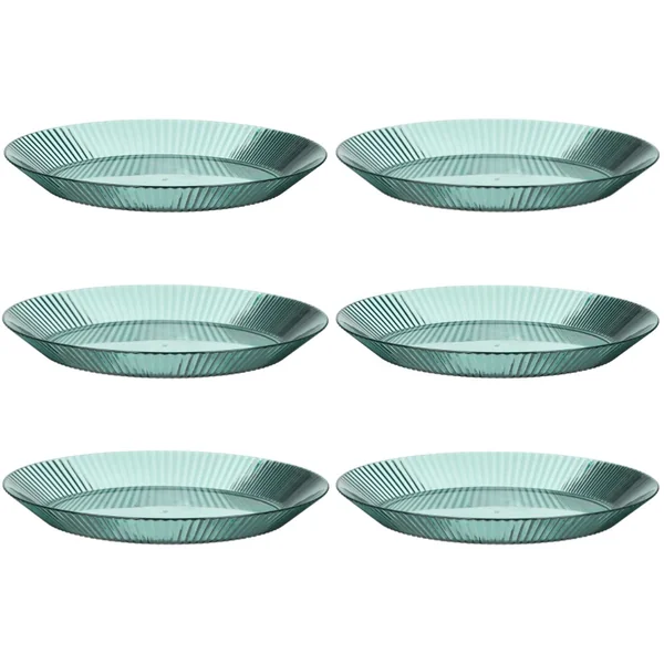 Plato de 23 cm de plástico con rayas reutilizables - 6 unidades