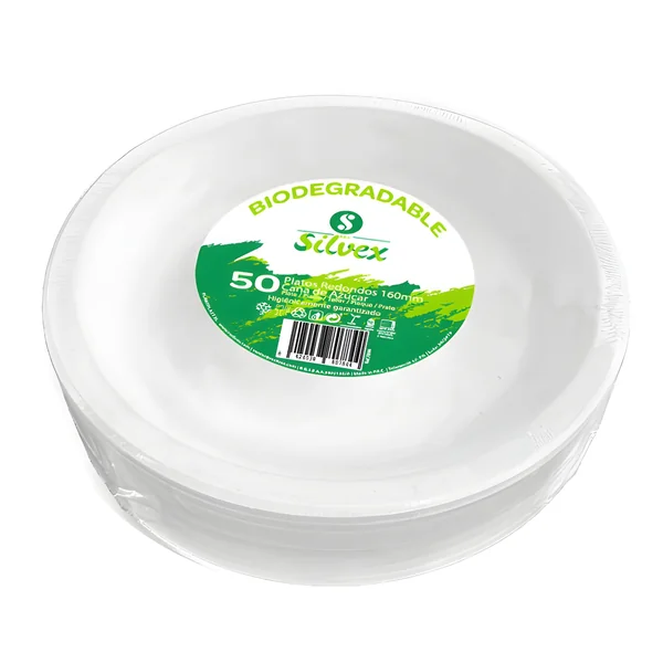 Platos de 18 cm de caña de azúcar - 50 unidades