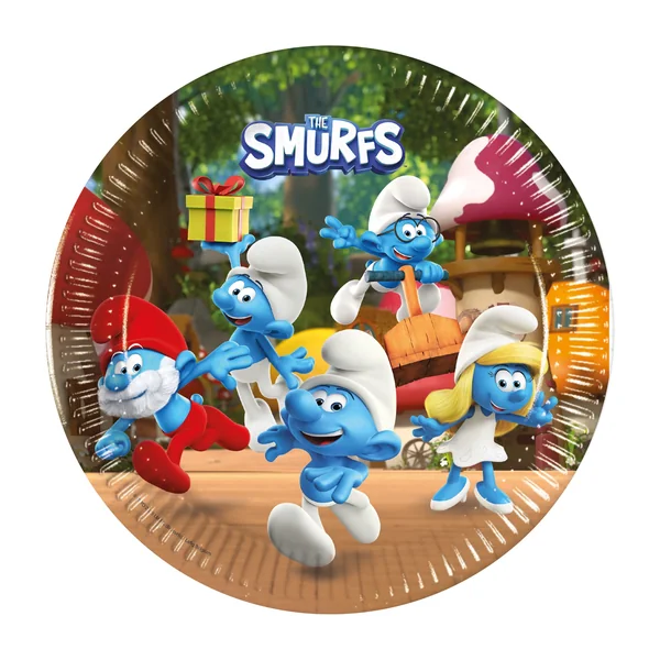 Platos de Pitufos de 23 cm - 8 unidades