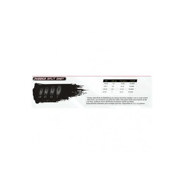 Plomos de pesca Rubber Split Shot BaitsFishing 10176 - Imagen 2