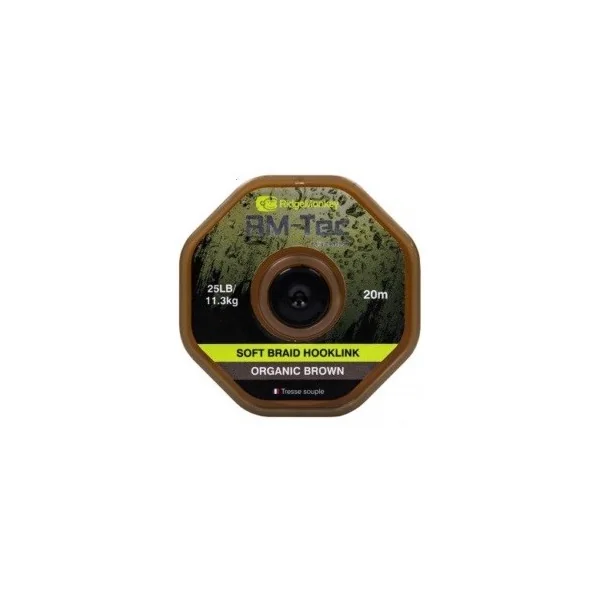 Ridgemonkey soft braid hooklink organic brown 25lb 20m