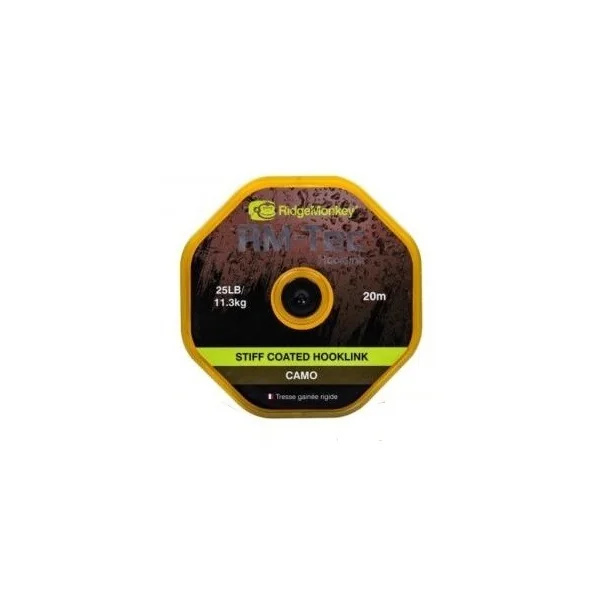 Ridgemonkey stiff coated hooklink camo 25lb 20m