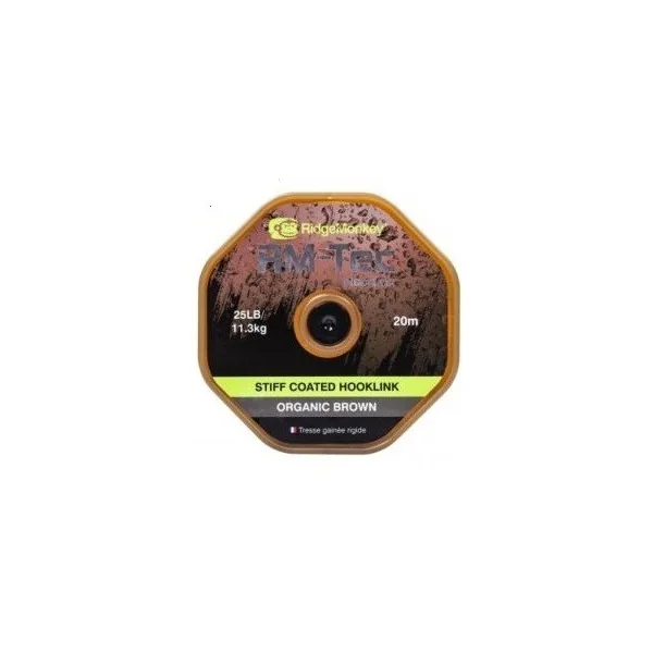 Ridgemonkey stiff coated hooklink organic brown 25lb 20m