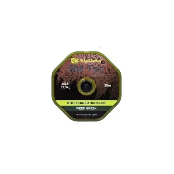 Ridgemonkey stiff coated hooklink weed green 25lb 20m