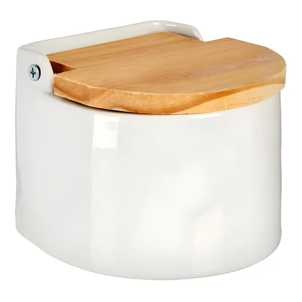 Salero blanco semicircular con tapadera - Vessia
