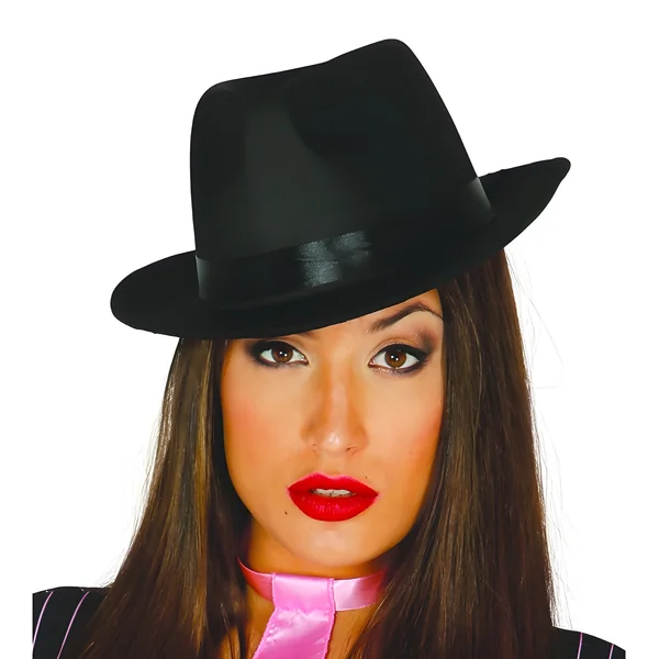 Sombrero negro fedora con cinta negra - 60 cm