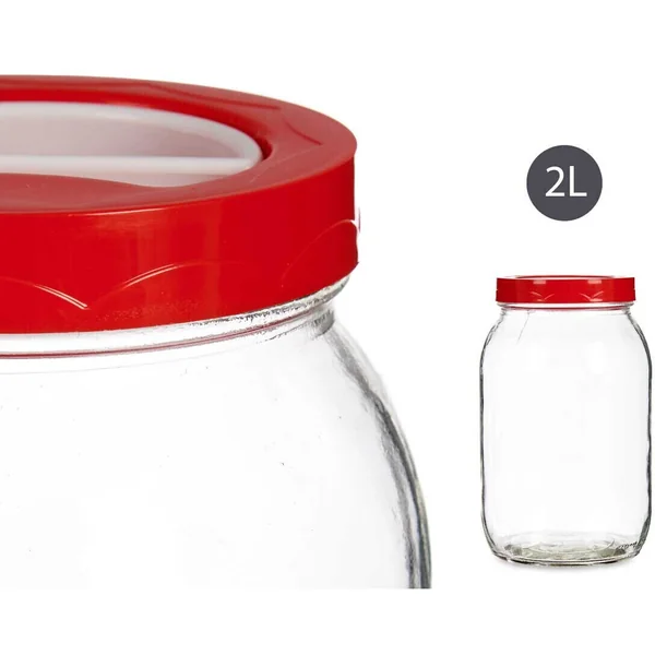 Tarro de 2 L transparente con tapa roja y asa - Imagen 4