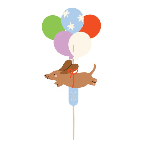 Topper para tarta de Perro y globos de 17 cm