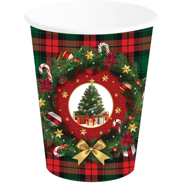 Vasos de 240 ml de Árbol de Navidad - 6 unidades